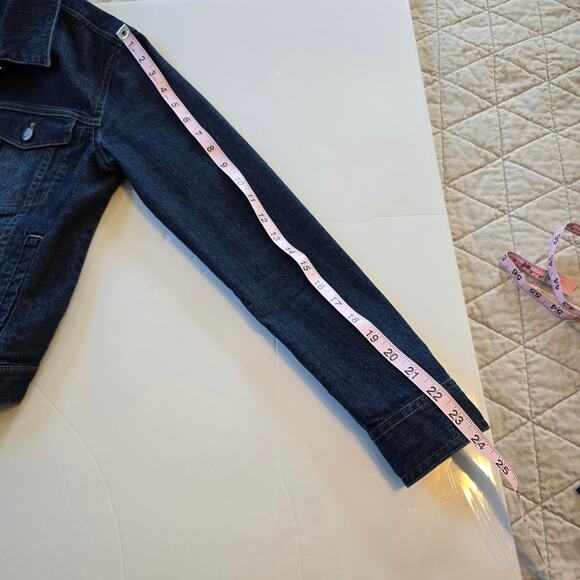 Garnet Hill Denim Jacket Women's 2 Blue Dark Wash Fading Classic Coastal - Picture 9 of 10